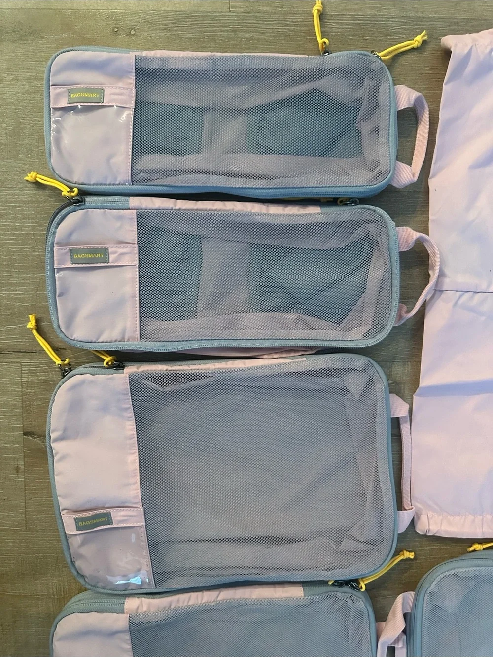 Lavender Packing Cube Set with Drawstring Laundry Bag - Travel Organizer